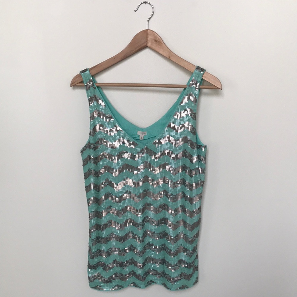 Chevron cotton sequined J. Crew top